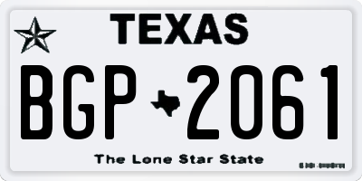 TX license plate BGP2061