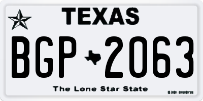 TX license plate BGP2063