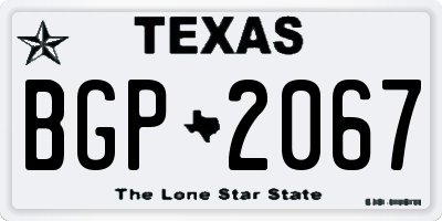 TX license plate BGP2067