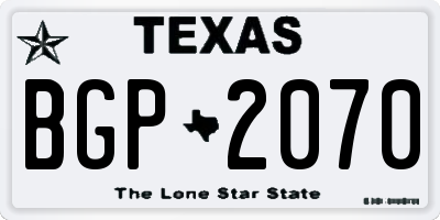 TX license plate BGP2070