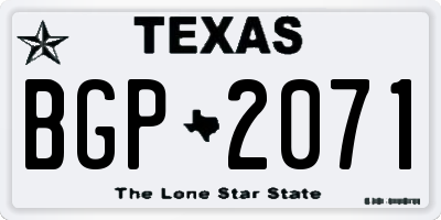 TX license plate BGP2071