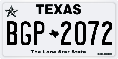 TX license plate BGP2072