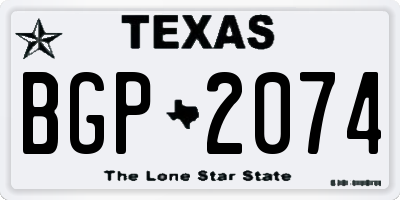 TX license plate BGP2074