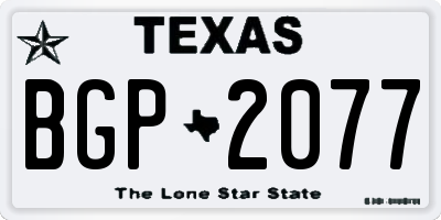 TX license plate BGP2077