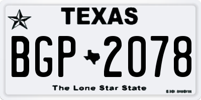 TX license plate BGP2078