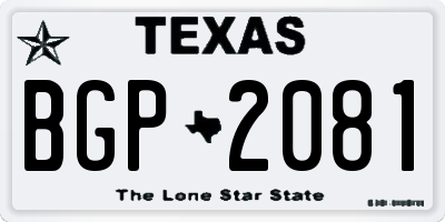 TX license plate BGP2081
