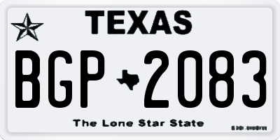 TX license plate BGP2083