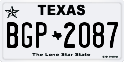 TX license plate BGP2087