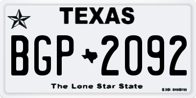 TX license plate BGP2092