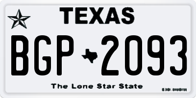TX license plate BGP2093