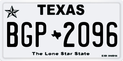 TX license plate BGP2096