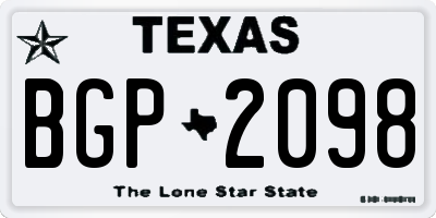 TX license plate BGP2098