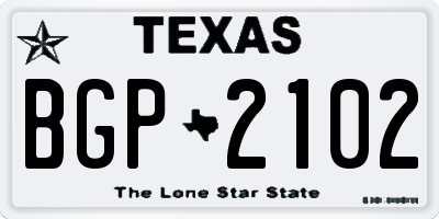 TX license plate BGP2102