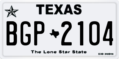 TX license plate BGP2104