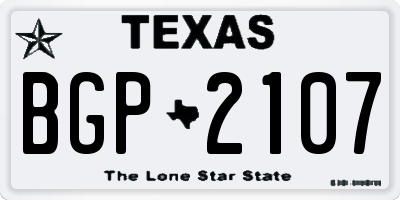 TX license plate BGP2107