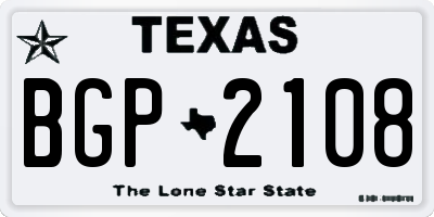 TX license plate BGP2108