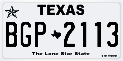 TX license plate BGP2113