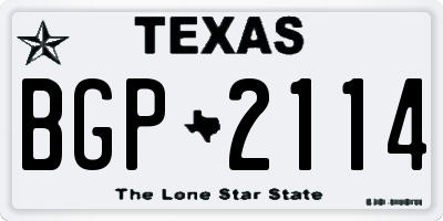 TX license plate BGP2114