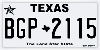 TX license plate BGP2115