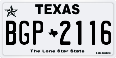 TX license plate BGP2116