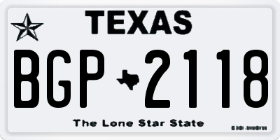 TX license plate BGP2118