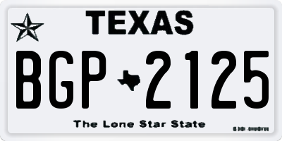 TX license plate BGP2125