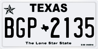 TX license plate BGP2135