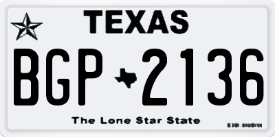 TX license plate BGP2136