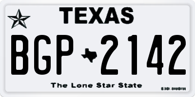 TX license plate BGP2142