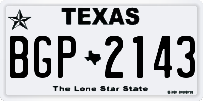 TX license plate BGP2143