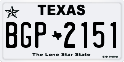 TX license plate BGP2151