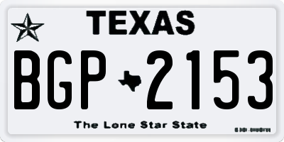 TX license plate BGP2153