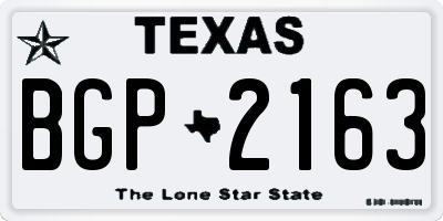 TX license plate BGP2163