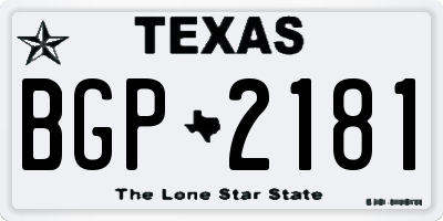 TX license plate BGP2181