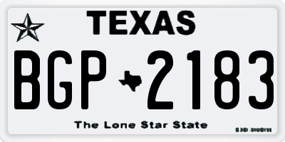 TX license plate BGP2183