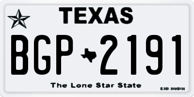 TX license plate BGP2191