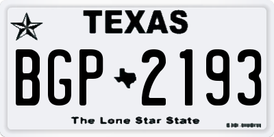 TX license plate BGP2193