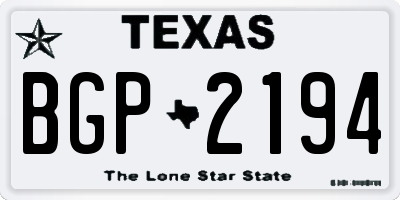 TX license plate BGP2194