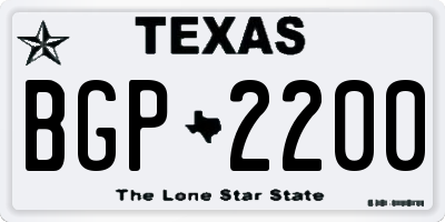 TX license plate BGP2200