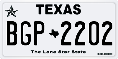 TX license plate BGP2202