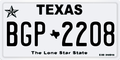 TX license plate BGP2208