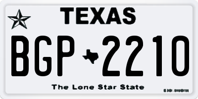 TX license plate BGP2210