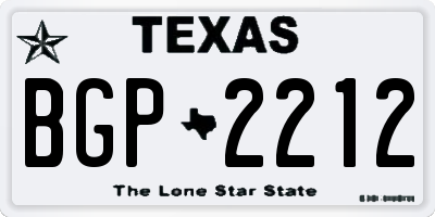 TX license plate BGP2212