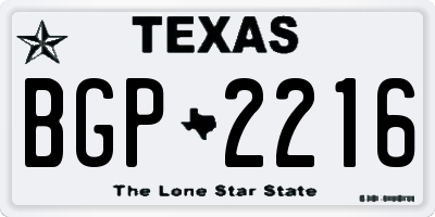TX license plate BGP2216