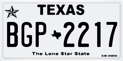 TX license plate BGP2217