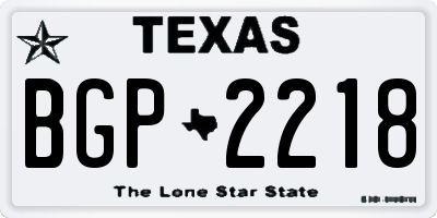 TX license plate BGP2218
