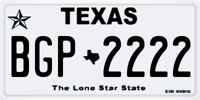 TX license plate BGP2222