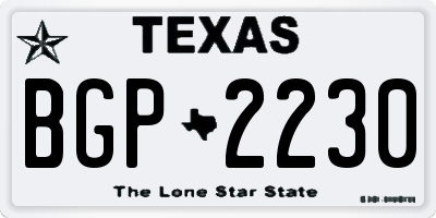 TX license plate BGP2230