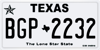 TX license plate BGP2232