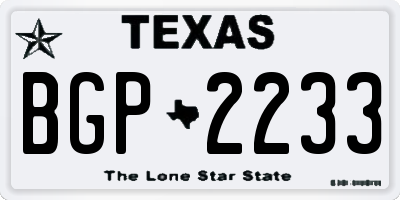 TX license plate BGP2233